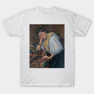 Young Italian Woman at a Table by Paul Cezanne T-Shirt